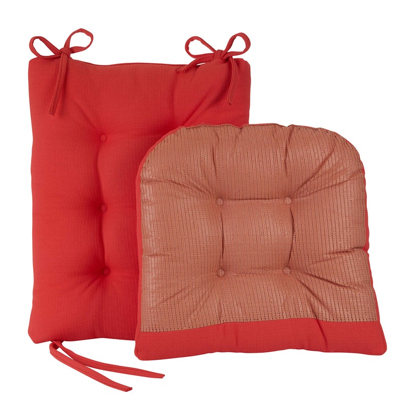 Klear Vu وسادة كرسي هزاز كليار فيو أوميغا غير قابلة للانزلاق، مجمعة في الولايات المتحدة الأمريكية، تصميم سميك مزخرف، تشمل وسادة المقعد ووسادة الظهر مع أربطة، 17x17 بوصة، مجموعة من قطعتين، لون كورال الصلب - Image 3